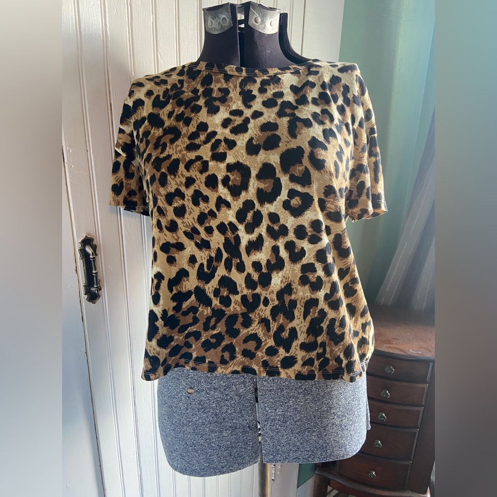 Zara trafaluc cropped leopard print T Sz S